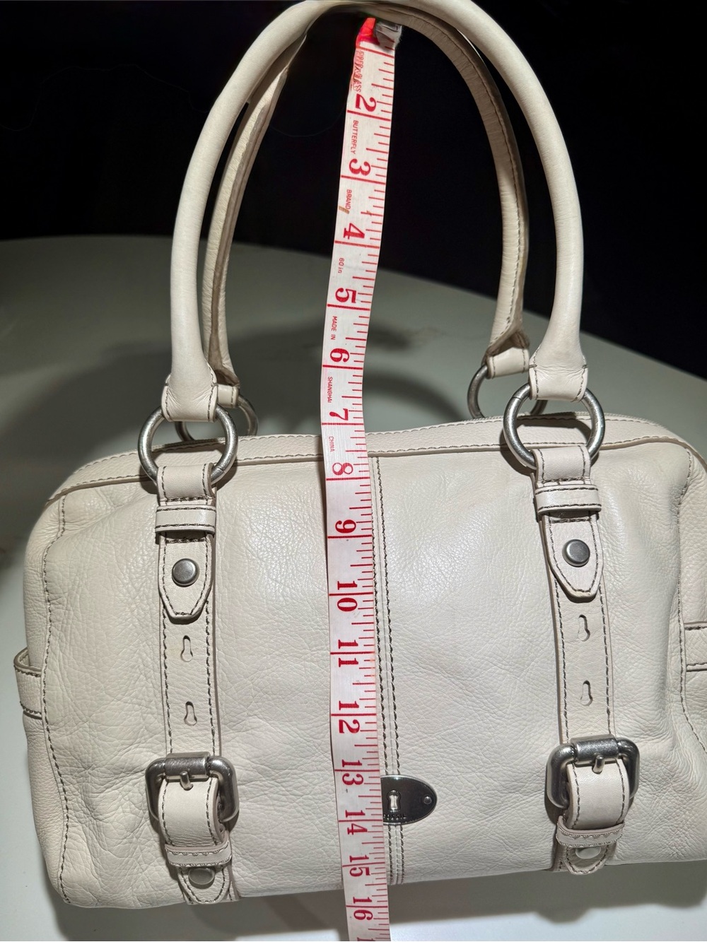 FOSSIL NWOT Leather Crossbody Shoulder Tote Handbag, Cream - Picture 6 of 13